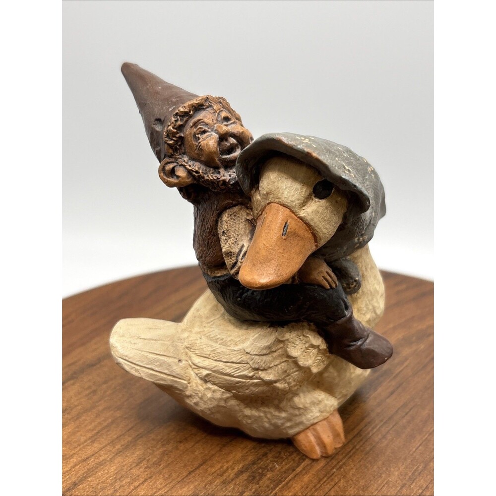 Vintage Gnome Riding A Goose, F Ramsey, 1989